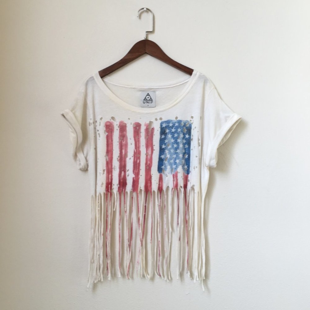 UNIF American Flag Fringe Tee
